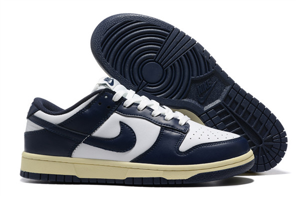Women's Dunk Low Navy White Shoes 209